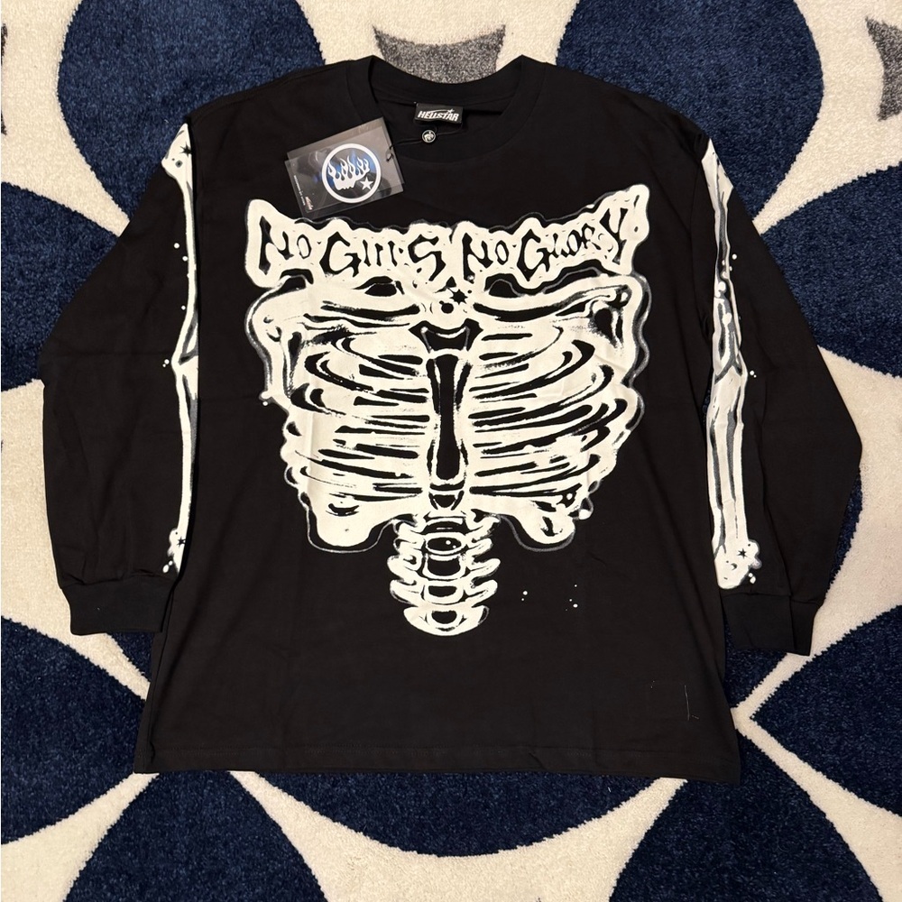 Hellstar No Guts No Glory Skeleton Black Longsleeve Shirt Men’s Size Large